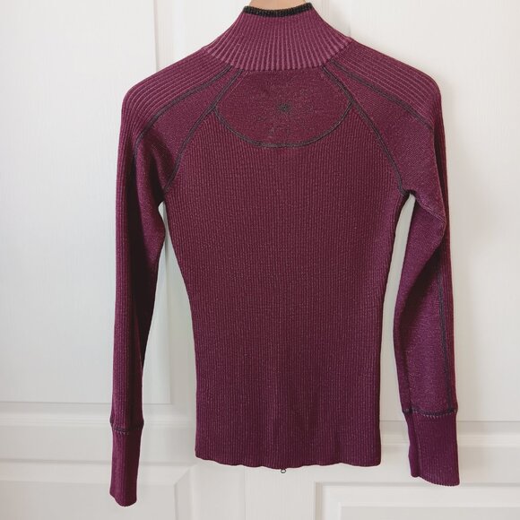 Athleta Women's Berry Purple Giant Slalom Zip Front Wool Blend Sweater Size S - Picture 2 of 16